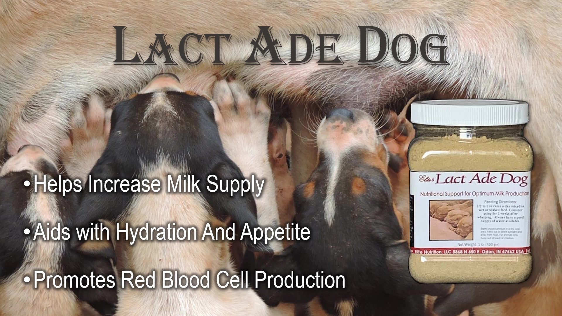 Elite Nutrition Lact Ade Dog Milk Production blend Herbs Thrive Essential